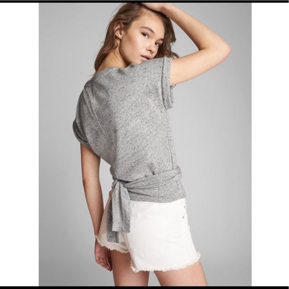Gap split neck short sleeve wrap tee